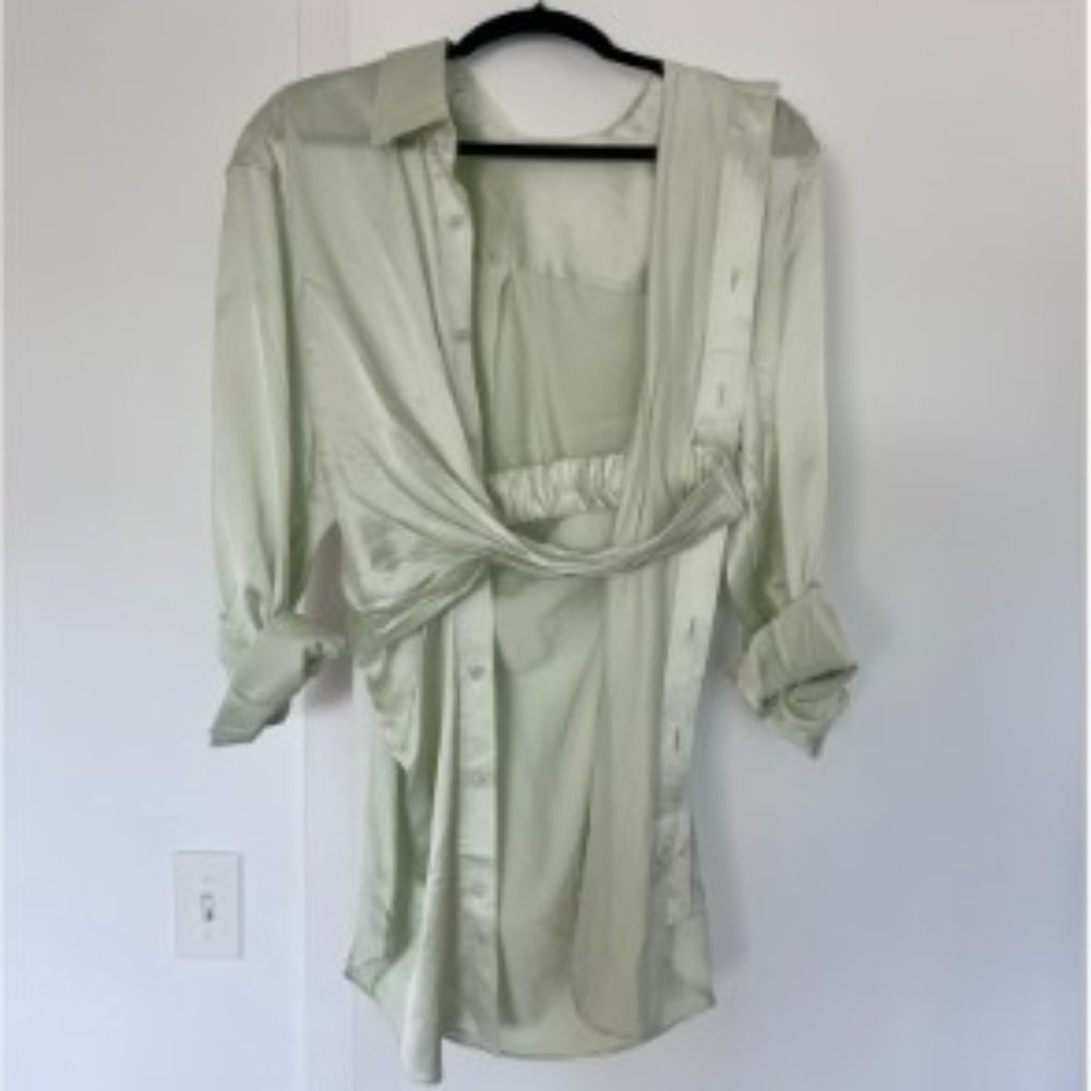 Women's Lace Up Dress Casual Loose Ladies Single Breasted Long Shirt Dress